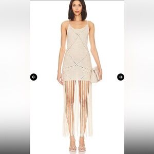 More To Come Avi Maxi Fringe Dress Cream Sz S